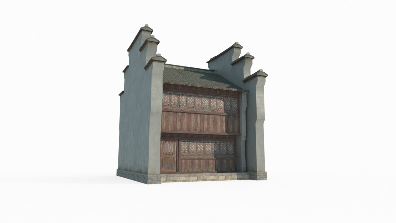 Asian Ancient Architecture Southern Houses 3D 모델 .c4d .max .obj .3ds .fbx .stl .blend 