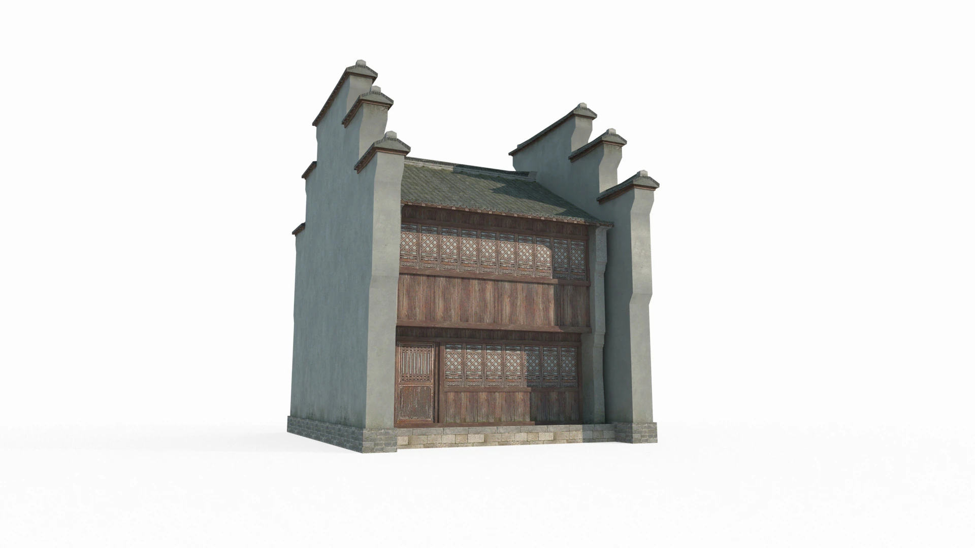 Asian Ancient Architecture Southern Houses 3D Model .c4d .max .obj .3ds .fbx .stl .blend 