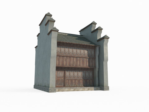 Asian Ancient Architecture Southern Houses 3D Model