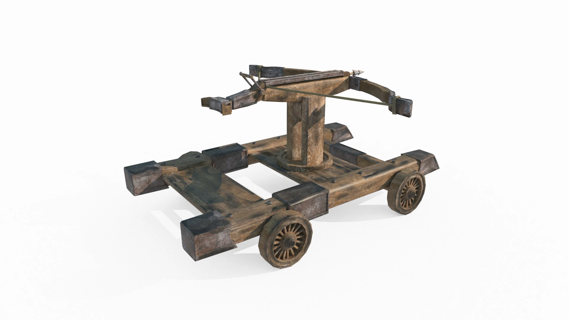 Ancient Asian crossbow cart 3D Model .c4d .max .obj .3ds .fbx .stl .blend 