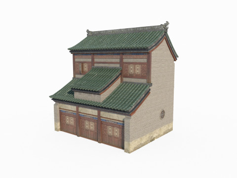 Asian Ancient Architecture Snack Shop Model 3D