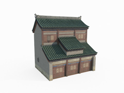 Asian Ancient Architecture Snack Shop Model 3D