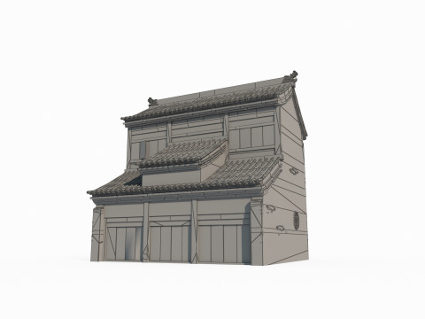 Asian Ancient Architecture Snack Shop Model 3D