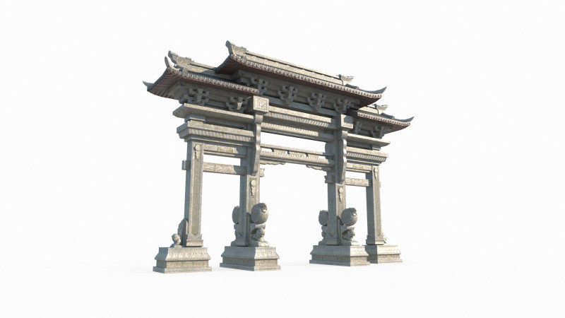 Ancient Asian Architecture memorial archway 3D मॉडल .c4d .max .obj .3ds .fbx .stl .blend 