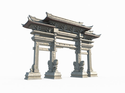 Ancient Asian Architecture memorial archway 3D-Modell