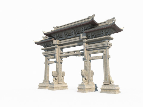 Ancient Asian Architecture memorial archway 3D मॉडल