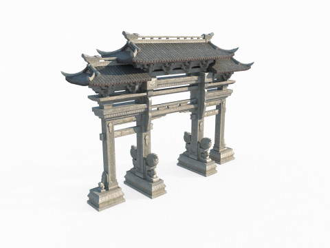 Ancient Asian Architecture memorial archway 3D मॉडल