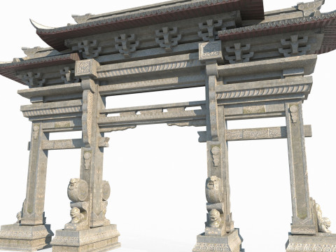 Ancient Asian Architecture memorial archway 3D मॉडल