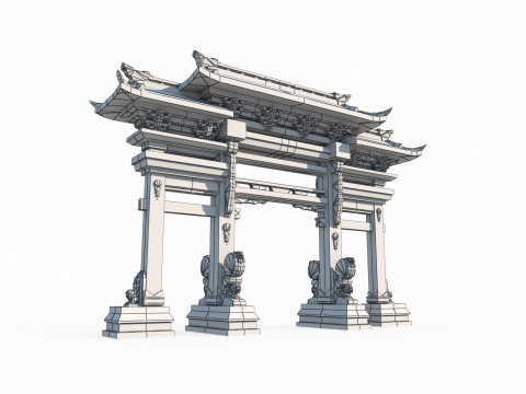 Ancient Asian Architecture memorial archway 3D मॉडल