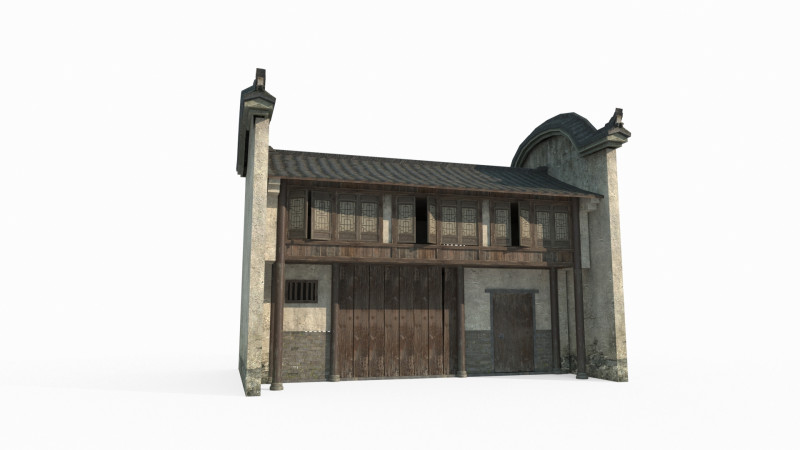 East Asian ancient architecture urban residential buildings Modello 3D .c4d .max .obj .3ds .fbx .stl .blend 