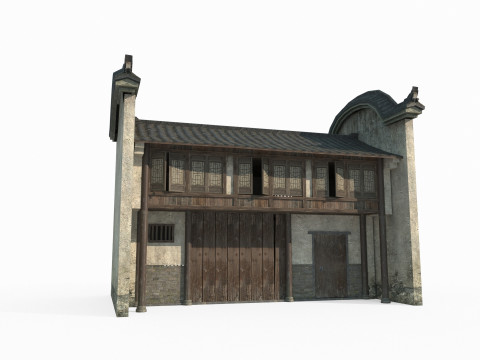 East Asian ancient architecture urban residential buildings 3D Model