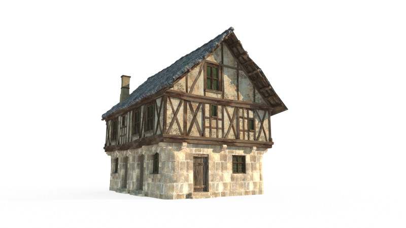 Medieval City House Shop 3D Model .c4d .max .obj .3ds .fbx .stl .blend 