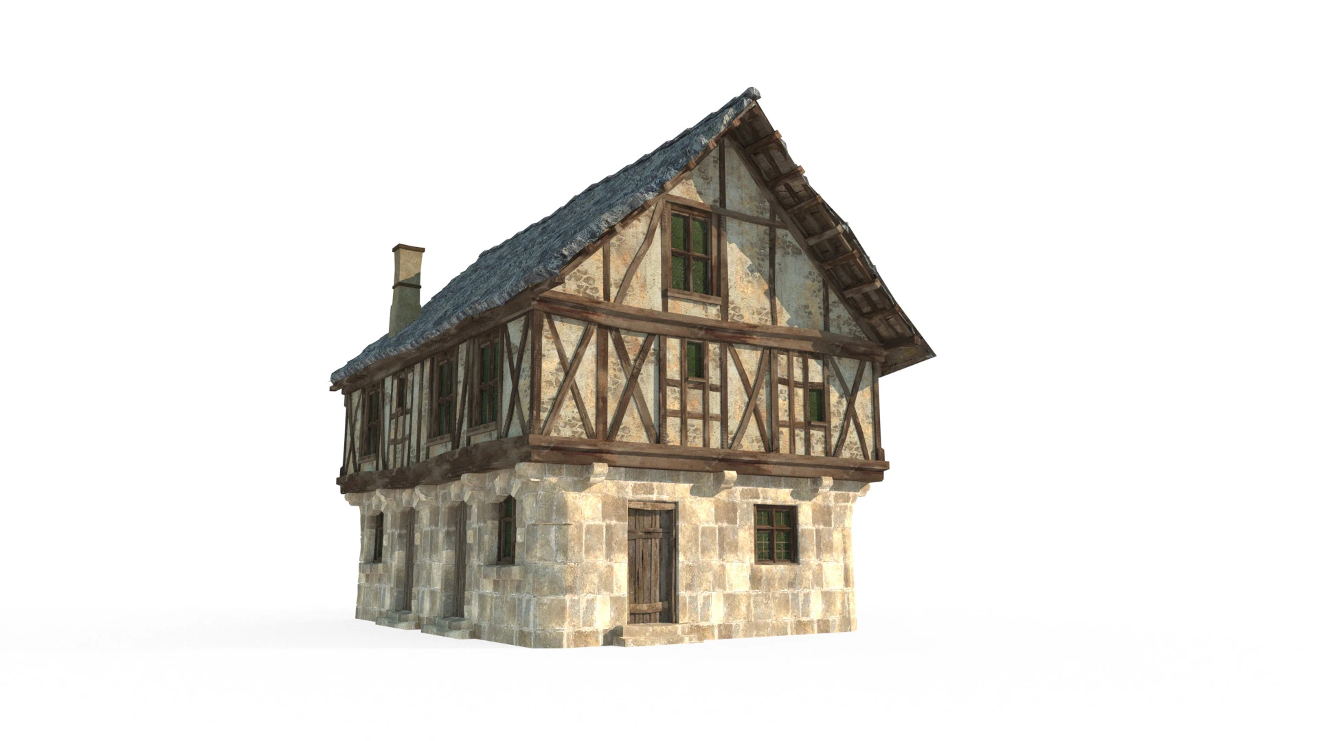 Medieval City House Shop 3D Model .c4d .max .obj .3ds .fbx .stl .blend