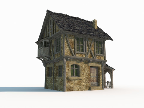 Medieval two-story house 3D 模型
