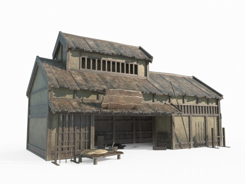 Asian ancient small workshop shops 3D Model