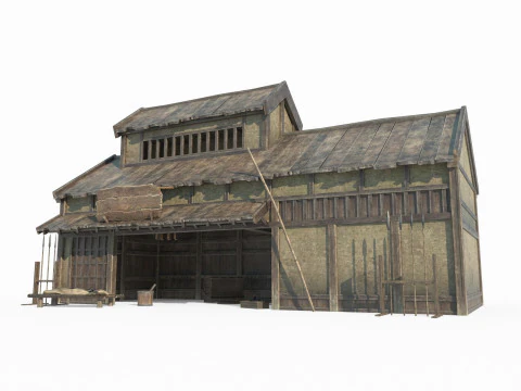 Asian ancient small workshop shops 3D Model