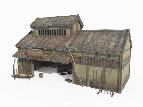 Asian ancient small workshop shops Modelo 3D