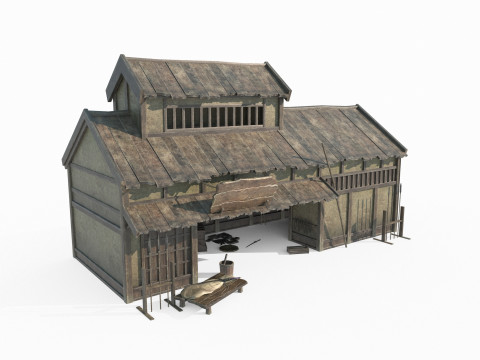 Asian ancient small workshop shops Modelo 3D
