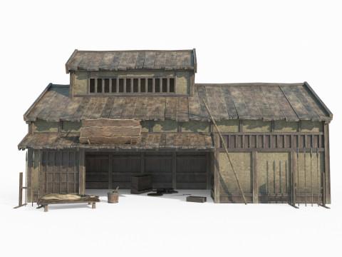 Asian ancient small workshop shops Modelo 3D
