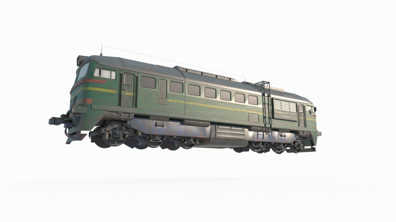 Old style green leather locomotive Modelo 3D .c4d .max .obj .3ds .fbx .stl .blend 
