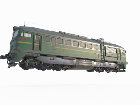 Old style green leather locomotive 3D Model