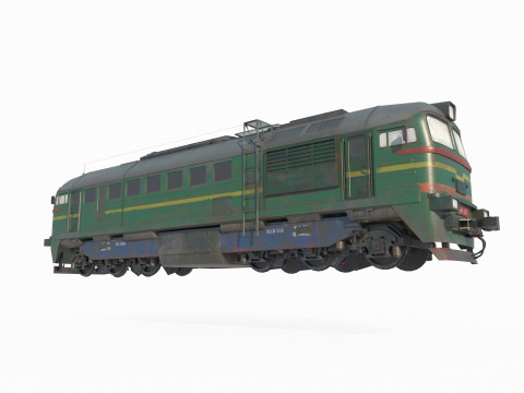 Old style green leather locomotive Modelo 3D