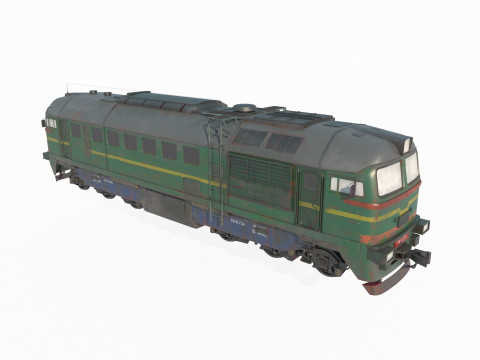 Old style green leather locomotive Modelo 3D
