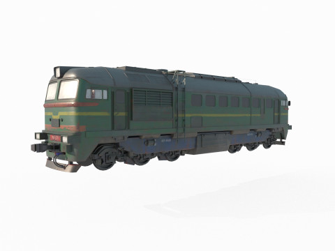 Old style green leather locomotive Modelo 3D
