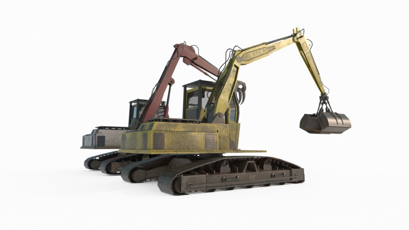 Construction machinery excavator 3D Model .c4d .max .obj .3ds .fbx .stl .blend 
