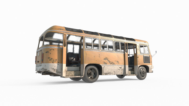 Old minibus 3D Model .c4d .max .obj .3ds .fbx .stl .blend 