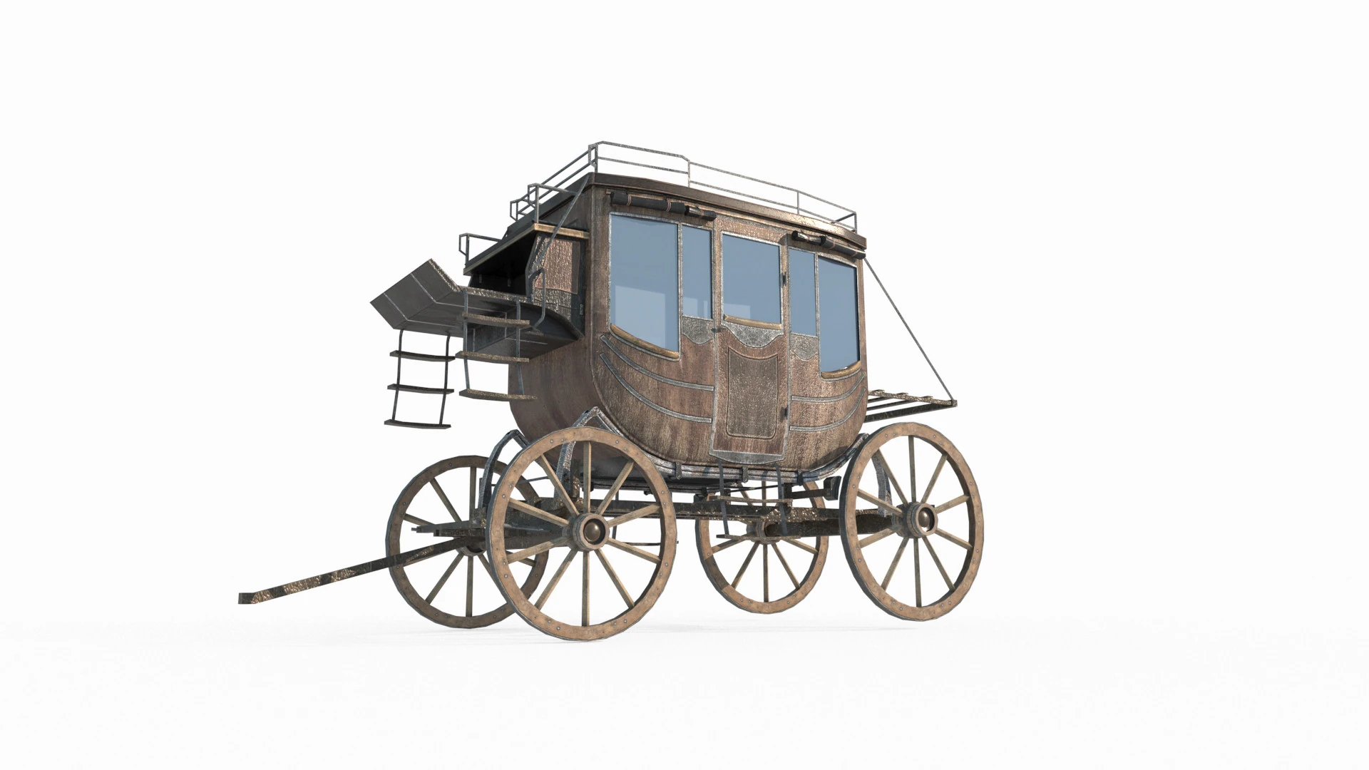 Old style carriage 3D Model .c4d .max .obj .3ds .fbx .stl .blend 
