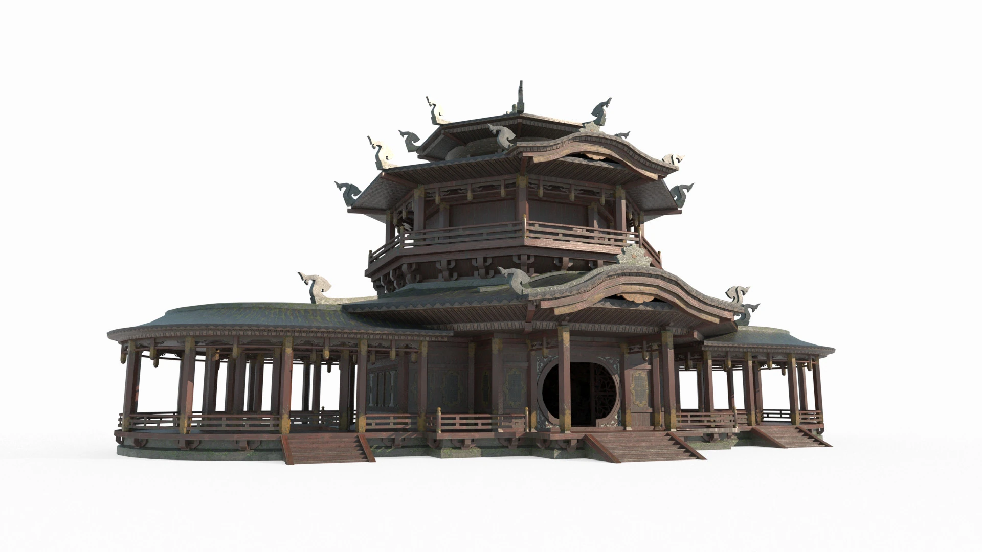 A large palace reception center 3D Model .c4d .max .obj .3ds .fbx .stl .blend