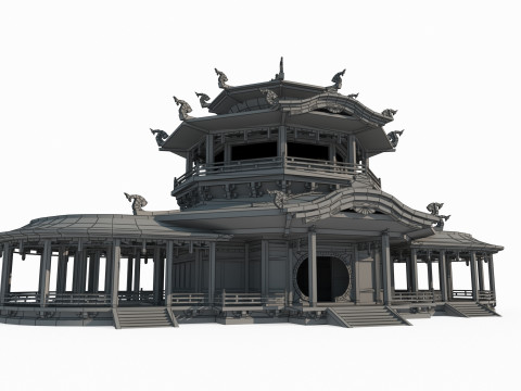 A large palace reception center 3D Model