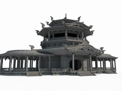 A large palace reception center 3D Model