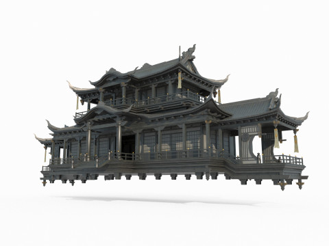 Ancient floating palaces in Asia 3D Model