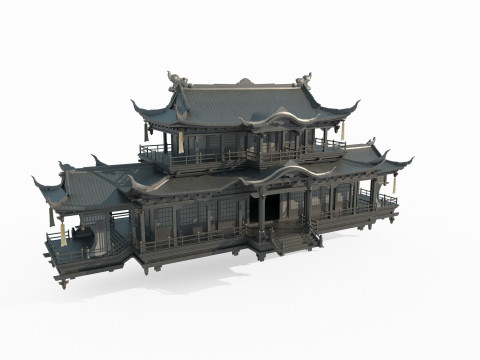 Ancient floating palaces in Asia 3D Model