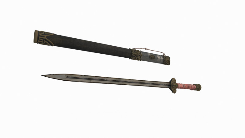 Ancient Asian Sword Modelo 3D .c4d .max .obj .3ds .fbx .stl .blend 