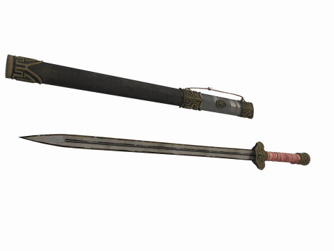 Oud Aziatisch zwaard 3D Model