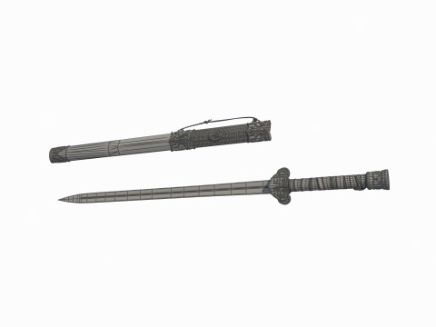 Ancient Asian Sword Modelo 3D