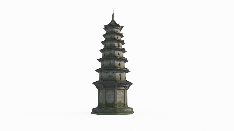 Asian Ancient Architecture Stone Pagoda Modelo 3D .c4d .max .obj .3ds .fbx .stl .blend 