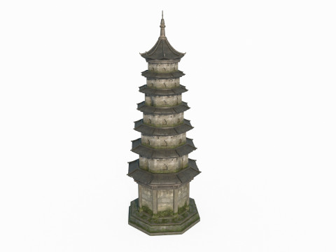 Asian Ancient Architecture Stone Pagoda Modelo 3D