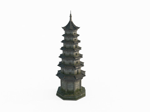 Asian Ancient Architecture Stone Pagoda Modelo 3D