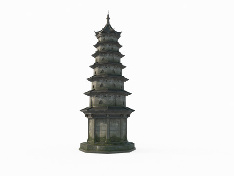 Asian Ancient Architecture Stone Pagoda Modelo 3D