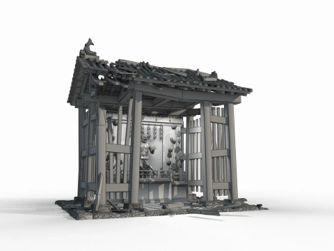 Asian ancient architectural shrines 3D Model