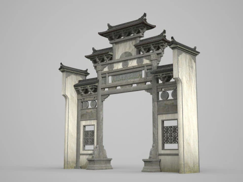 Gedenkbogen für asiatische antike Architektur 3D Modell