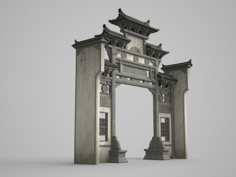 Asian Ancient Architecture memorialarchway 3D Модель
