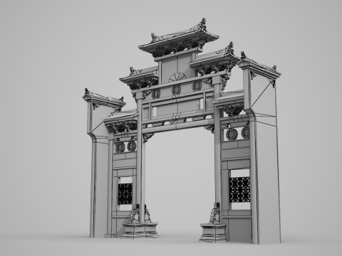 Asian Ancient Architecture memorialarchway 3D Модель