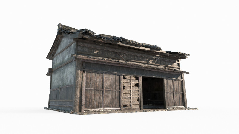 Ancient dilapidated houses in Asia 3D Model .c4d .max .obj .3ds .fbx .stl .blend 