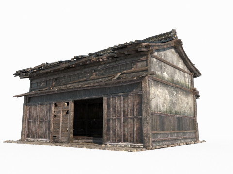 Ancient dilapidated houses in Asia 3D Model