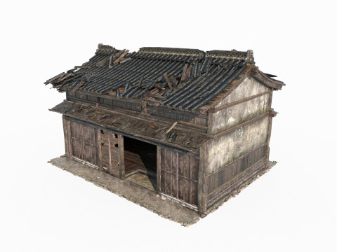 Ancient dilapidated houses in Asia 3D Model